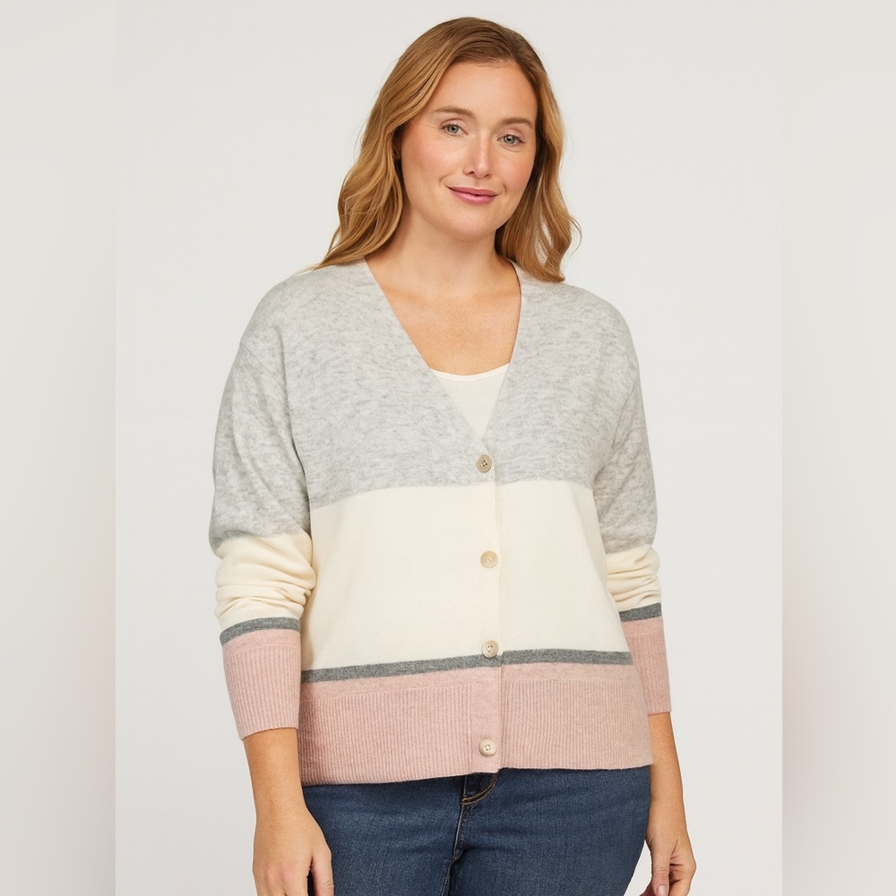 REITMANS Cashmere Blend cardigan (grey, pink and cream)